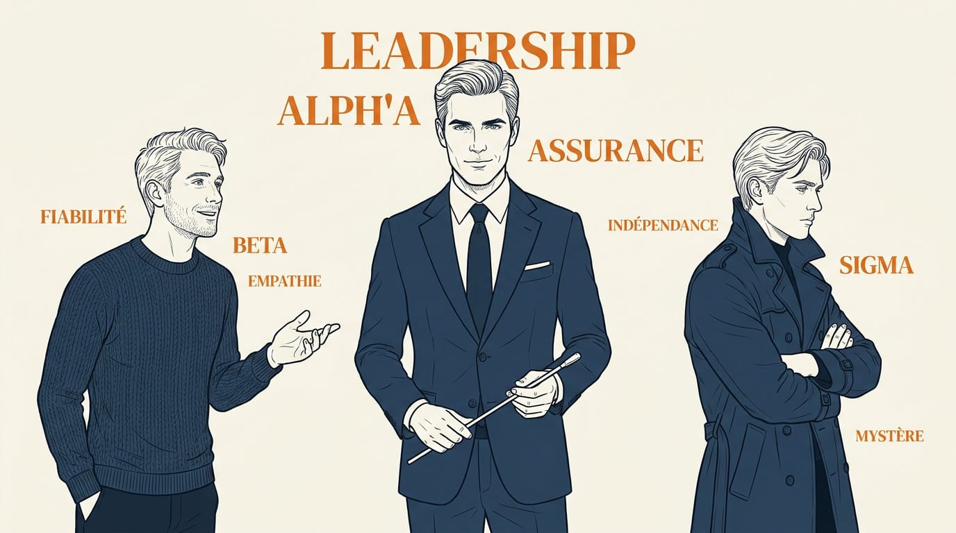 Représentation visuelle des archétypes masculins alpha bêta et sigma