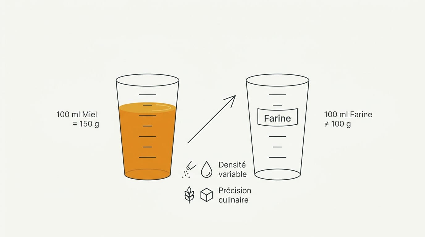 Comparaison de la densité entre le miel et la farine