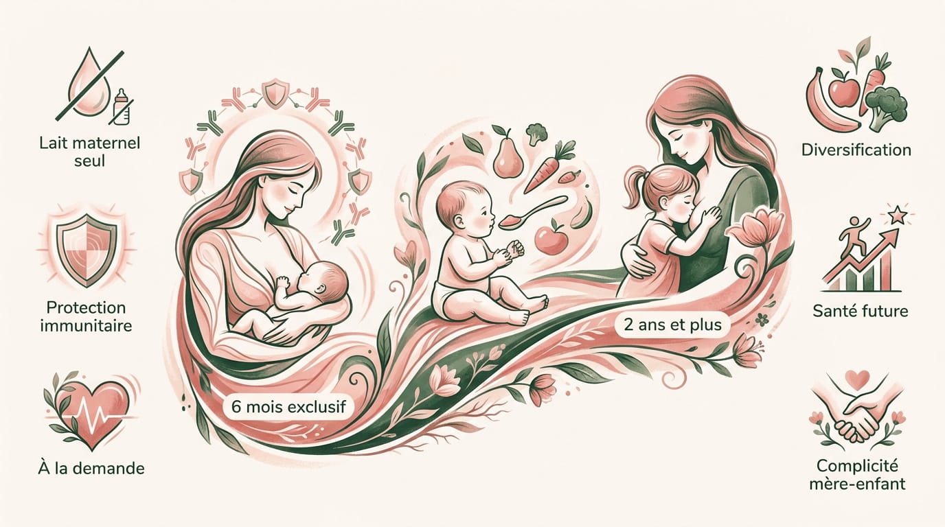Maman allaitant son bébé avec tendresse pour illustrer la complicité et la santé