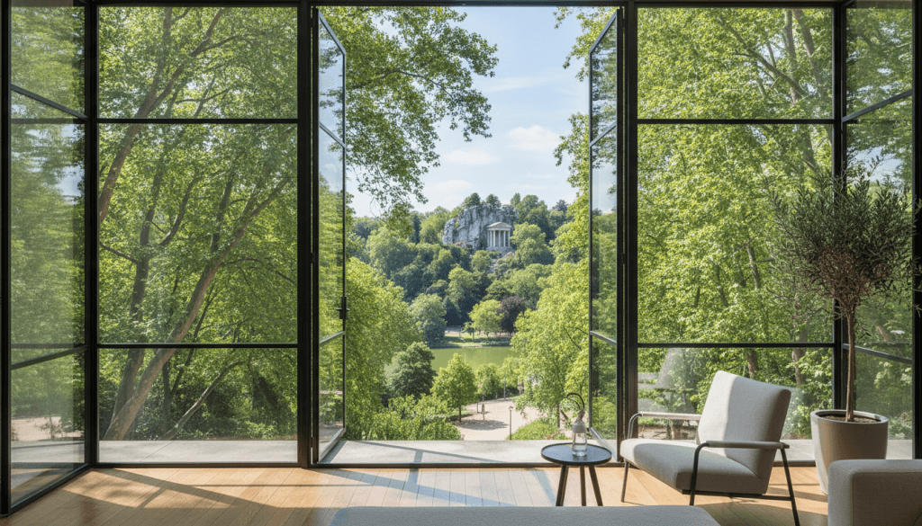 découvrez l'appartement d'anaïs demoustier aux buttes chaumont, un lieu unique mêlant mosaïques bleues, fauteuils vintage et charme campagnard pour une ambiance chaleureuse et authentique.